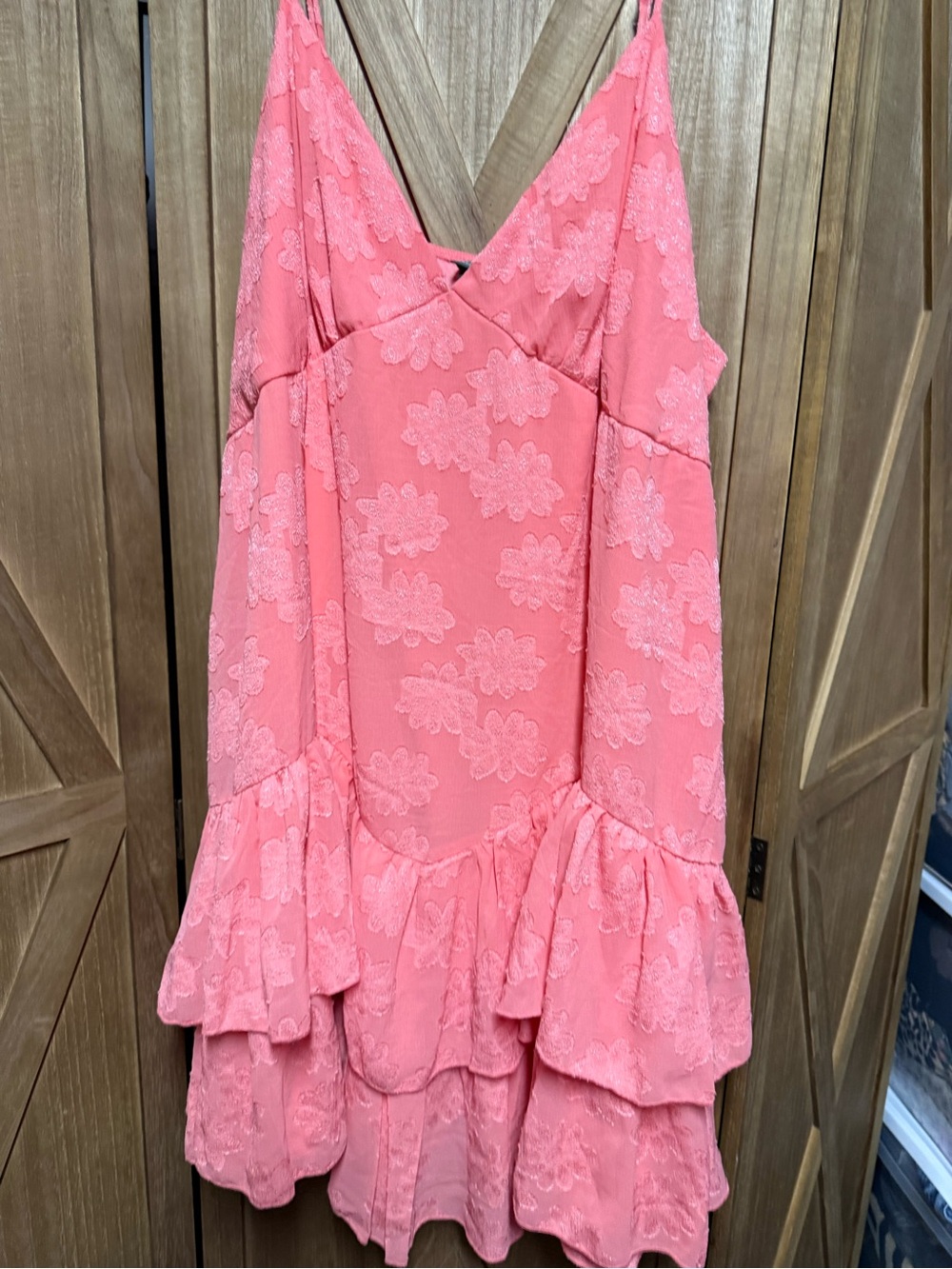 Wild Fable EUC Size 2X Coral Pink Lace Tiered Slip Dress